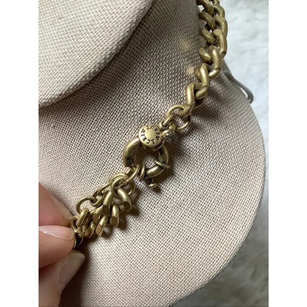 J.Crew Gold Tone Mixed Crystal Statement Bib Necklace Vintage Whimsigoth F15-23